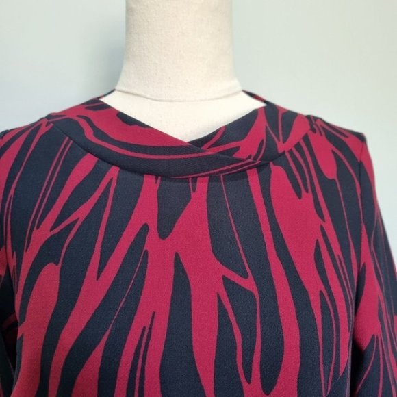 Veronika Maine Black & Red Stripe Long Sleeve A-Line Dress Size 6 - Picture 5 of 8